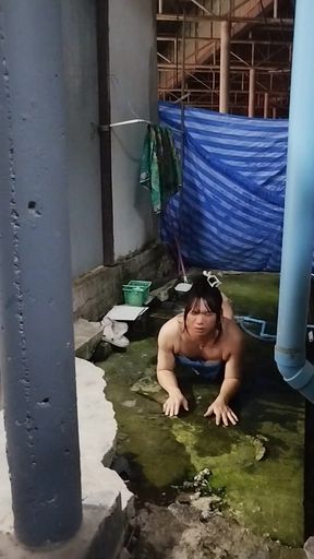 FN125 Taking a shower right where eyes used to wander.   Clip 1
