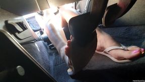 Driving Mercedes Benz SLK Under Pedal Flip Flops