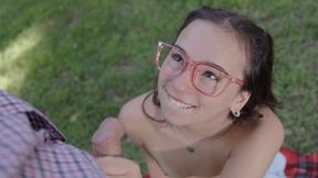 Petite girl in glasses gets fucked in cowgirl and face-to-face