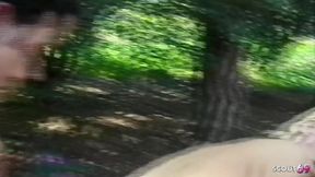 Blonde Tranny Fucks Latino Guy Outdoors in the Ass Until Cumshot