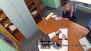 Blonde with smoking problem bangs doctor