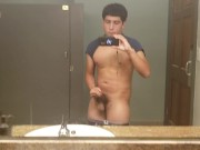 Young hispanic jerking off in public restroom Onlyfans rickdick98