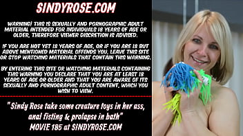 Sindy Rose take some creature toys in her ass, anal fisting &amp_ prolapse in bath