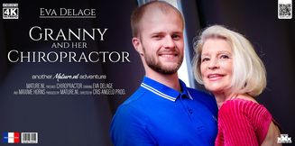 Granny Eva Delage loves fucking her young chiropractor at home