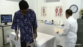 Female doctor makes a black guy feel better by fucking him