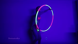 DestinationKat Dances and Hula Hoops Under A Black Light