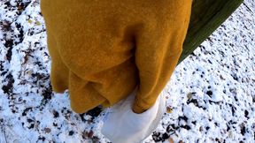 Throwing Snow Balls on Her Naked Tits in the Woods