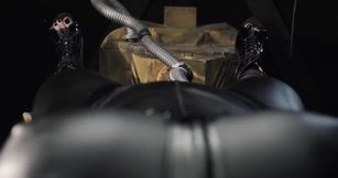 Lara gets stuffed by iron horse till her belly blows up