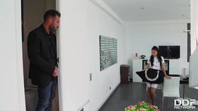 Sexy Latina maid Julia De Lucia seduces her boss and gets fucked hardcore