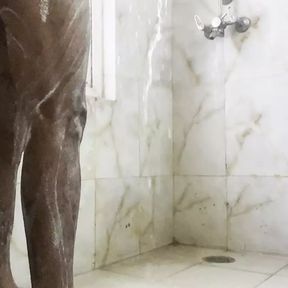 Lonely Indian husband bathing and masterbating