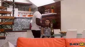 BLACK4K. Cute Evelina celebrates her BD with new black fellow