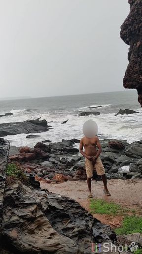 Hot doggers caught in public, outdoor beach voyeurism