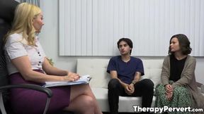 Stepsiblings and MILF therapist have a wild threesome