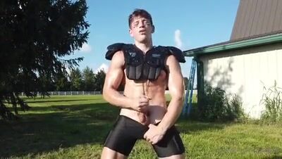 Sexy football player at the farm.