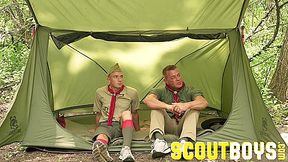 ScoutBoys Sexy hung DILF Tyler Saint barebacks hot Scoutboy in woods