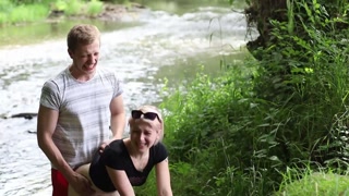 A slut Girl in Beautiful Nature has her Mouth Full of Sperm and is Happy / free