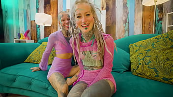 Heavily Tattooed Couple&rsquo_s First Time with Trans Dark Leaves &ndash_ ATM &amp_ Facial