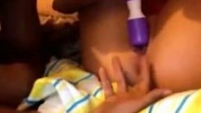 My friend helped his sexy babe to masturbate her wet juicy pussy
