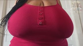 Huge Tits MILF in Red Dress