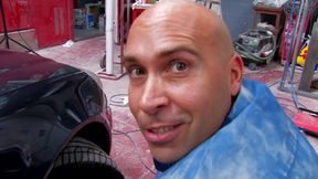 Two gorgeous babes get fucked by an auto mechanic