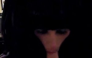 Sexy crossdresser sucks her boyfriend's cock