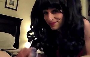 Sexy crossdresser sucks her boyfriend's cock