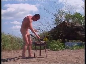 Blonde mature woman ass fucked like a wild during a barbecue