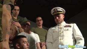 Hunk officer Hans Berlin gives sexual services to the military cocks