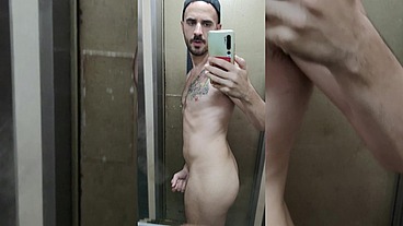 Xisco fully naked inside the lift and jerk off