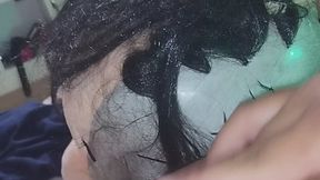 Getting head from a halloween mask with a vibrating tongue