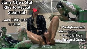 Slime Office Slut Rips 2 Reveal Swimsuit and Cums with It Filled