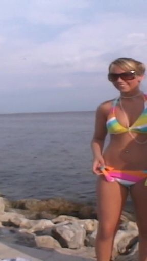 Three Hotties Play Naked on a Public Beach