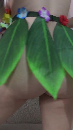 I Fart and Masturbate in a Hawaiian Cosplay Costume and Show What's Under My Skirt