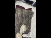 Pissing clothes then put them on