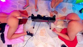 anal sex with machine and strap-on + double penetration