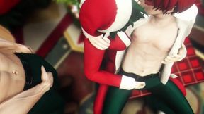 Hero’s Christmas Threesome Slid into by Santa Bakugo Midoriya Todoroki Rough 3D YAOI