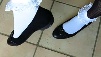 cute leather ballet flats, ruffled socks and pantyhose - shoeplay by Isabelle-Sandrine