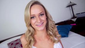 Skinny blonde hottie Emma Hixx gives a steamy POV blowjob