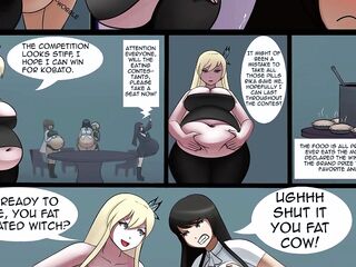 sena's stuffing - weight gain stomach inflation contest - Swelling comic