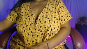 Pregnant Lady Play with Boobs and Big Belly.