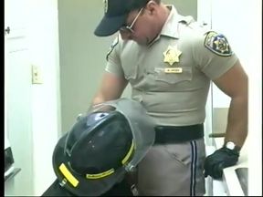 Gay fireman sucks dick of police officer then he returns the favor