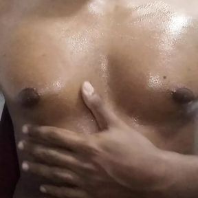 Sri Lankan 🇱🇰 Solo Chest Oiling - Smooth &amp; Shiny Body Tease!