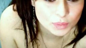 Hot brunette amateur teen with sexy makeup on webcam