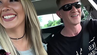 german amateur blonde slut at outdoor fuck at car