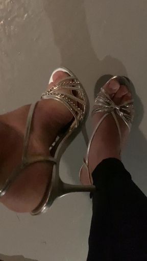 Cumming in my slutty silver heels