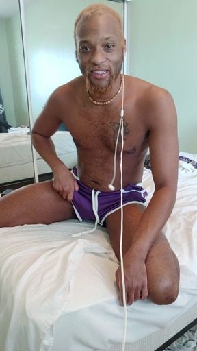 Purple Shorts Jerk for a Fan!
