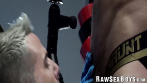 Slutty bottom Archer Croft is dildo banged & barebacked by hung Jordan Starr