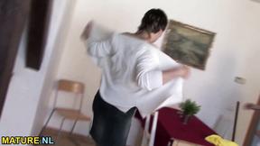 ”Big breasted mature gets screwed while smoking”