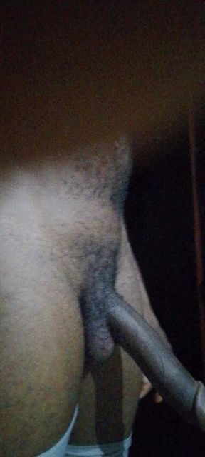 African monster masturbates his BBC at home alone