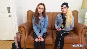 Lola and Sassy dominate each other's juicy tits with their oral skills